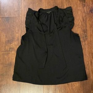 Black Ruffle Shoulder Tank Top